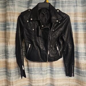 Romeo and Juliet Couture Black Faux Leather Moto  Jacket